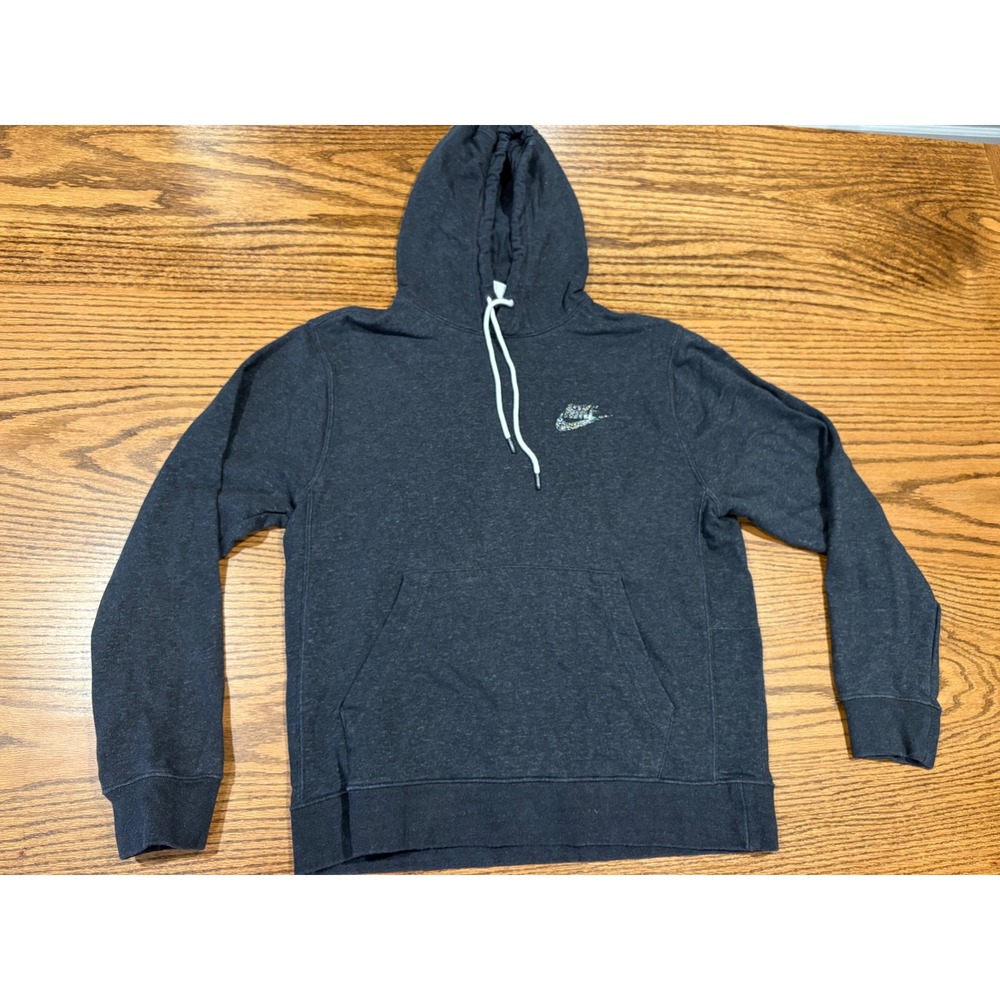 Nike Mens Sportswear Hoodie Charcoal Heather Grey Multi Speckle Logo Size M